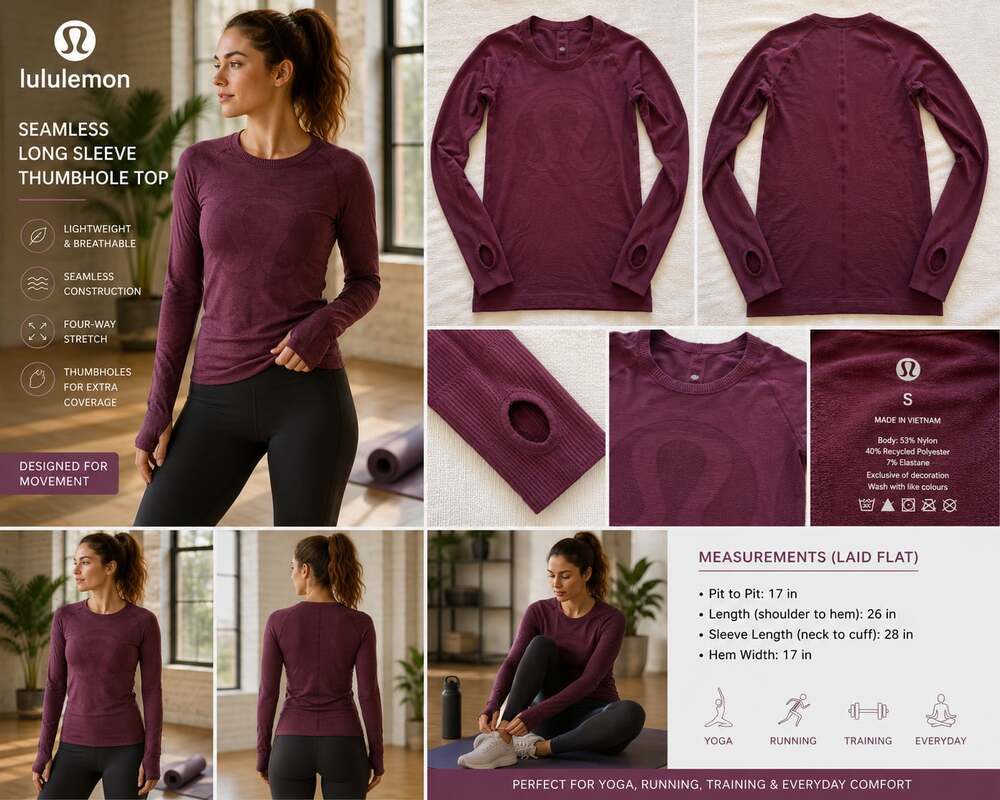 Lululemon Swiftly Tech Long Sleeve Crew in Misty Merlot Size 4